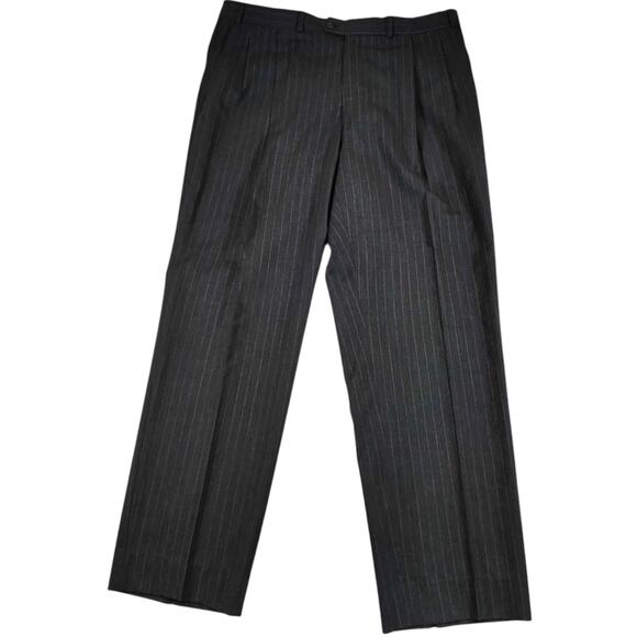 VTG CHAPS Ralph Lauren Men's 2 Piece Suit Dark gray Pin striped -Size: 46L / 42W - Picture 13 of 16